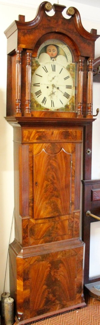 Appraisal: A thC mahogany -day long case clock the cm wide