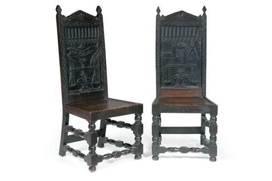 Appraisal: PAIR OF MASONIC LODGE CHAIRS American late th century oak