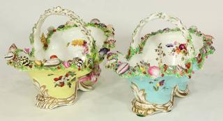 Appraisal: lot of Chamberlains Worcester porcelain shell-encrusted baskets circa each of