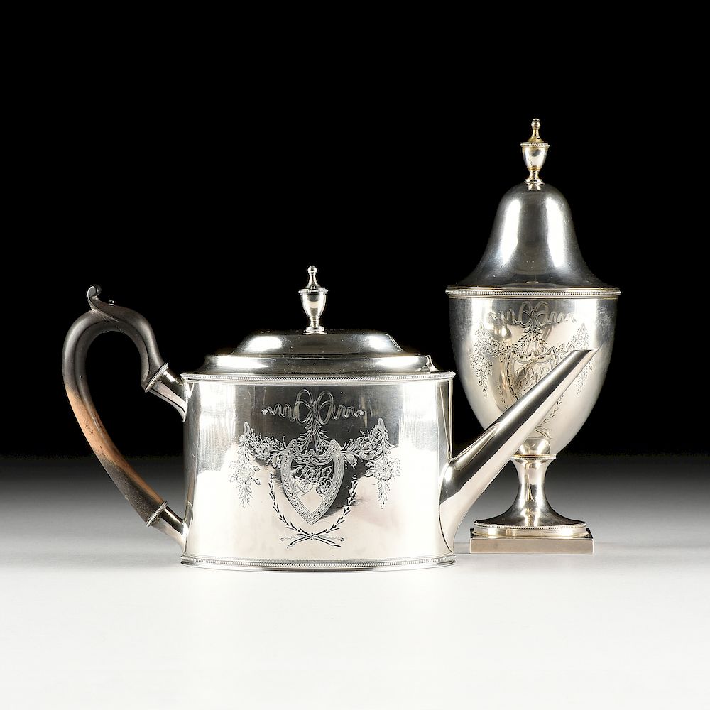 Appraisal: AN AMERICAN FEDERAL COIN SILVER TEAPOT AND SUGAR URN MARK