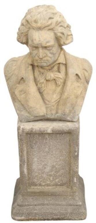 Appraisal: Cast stone garden statuary Bust of Beethoven late th c