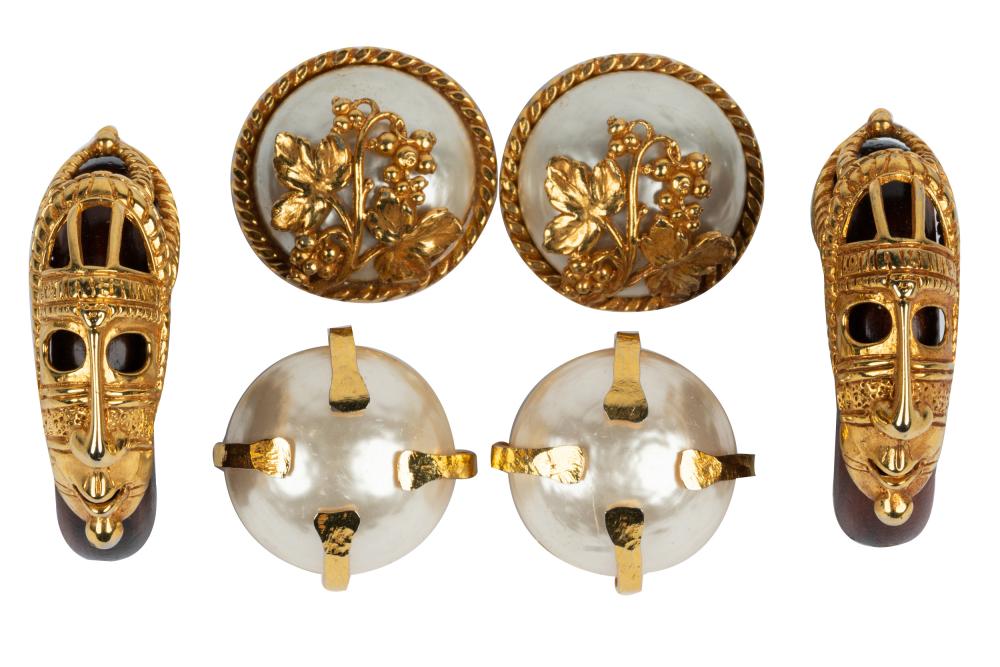 Appraisal: THREE PAIRS OF DOMINIQUE AURIENTIS COSTUME EARRINGScomprising a pair of