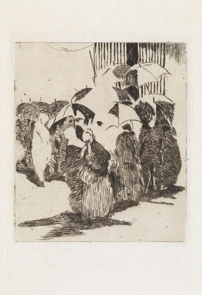 Appraisal: DOUARD MANET La Queue devant la Boucherie Etching printed in