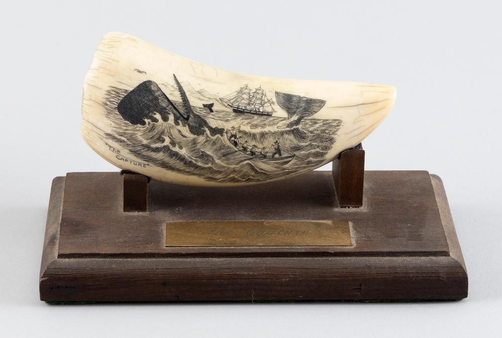 Appraisal: ENGRAVED WHALE S TOOTH THE CAPTURE TH CENTURY LENGTH INCLUDES