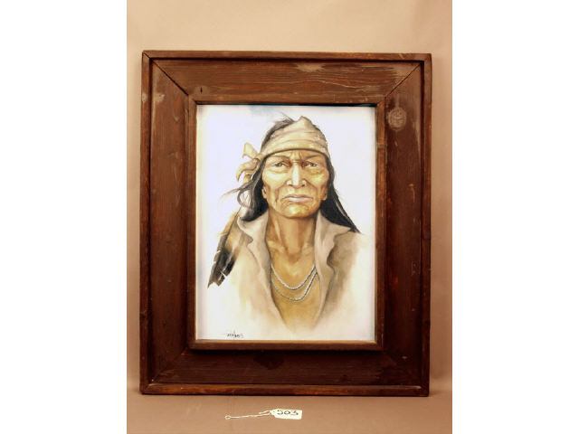 Appraisal: Oil on canvas painting of a southwest Native American signed