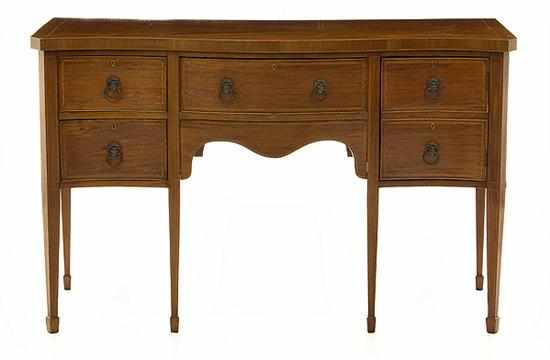 Appraisal: Hepplewhite style inlaid mahogany serpentine sideboard early th century serpentine