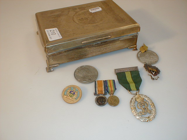 Appraisal: A silver box inscribed Presented to Lt Col Wardlow T