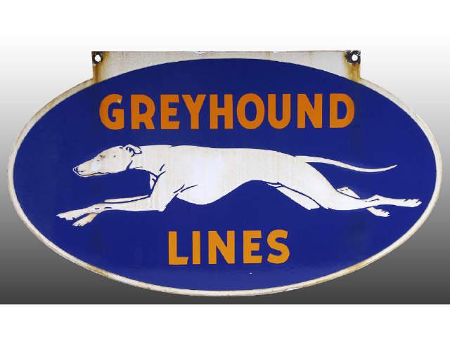 Appraisal: -Sided Porcelain Greyhound Bus Lines Sign Description s to s