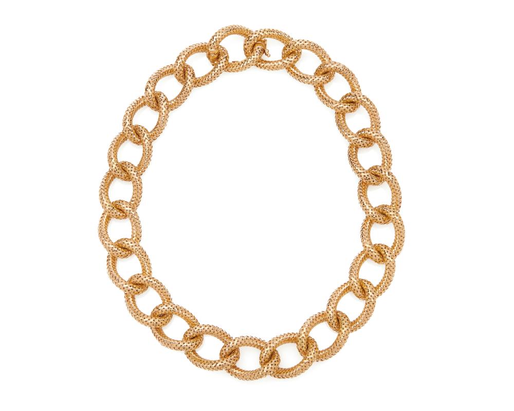 Appraisal: ROBERTO COIN K Gold Necklace Italy featuring basketweave curb-links with