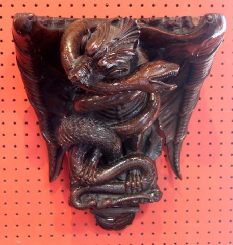 Appraisal: Highly Carved Wall Bracket with Dragon and Snake Beautifully and