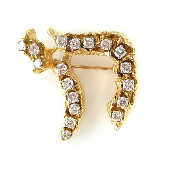 Appraisal: A diamond and k gold chai brooch estimated total diamond