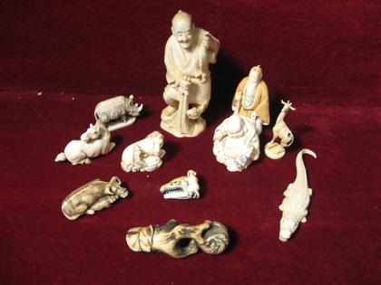 Appraisal: Ten Japanese elephant ivory mammoth stag-horn and other nesukeComprising of