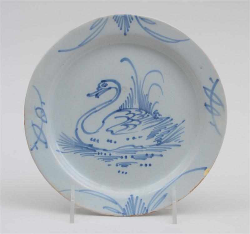 Appraisal: BRISTOL DELFT BLUE AND WHITE SMALL PLATE Circa with swan