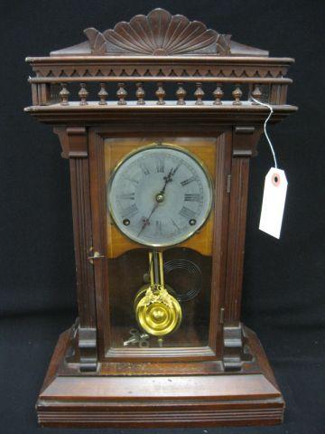 Appraisal: Victorian Wooden Cased Clock fancy gallery top tall