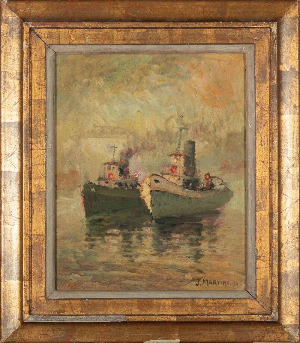 Appraisal: Jos Martino Argentinian th c Two Tugboats oil on masonite