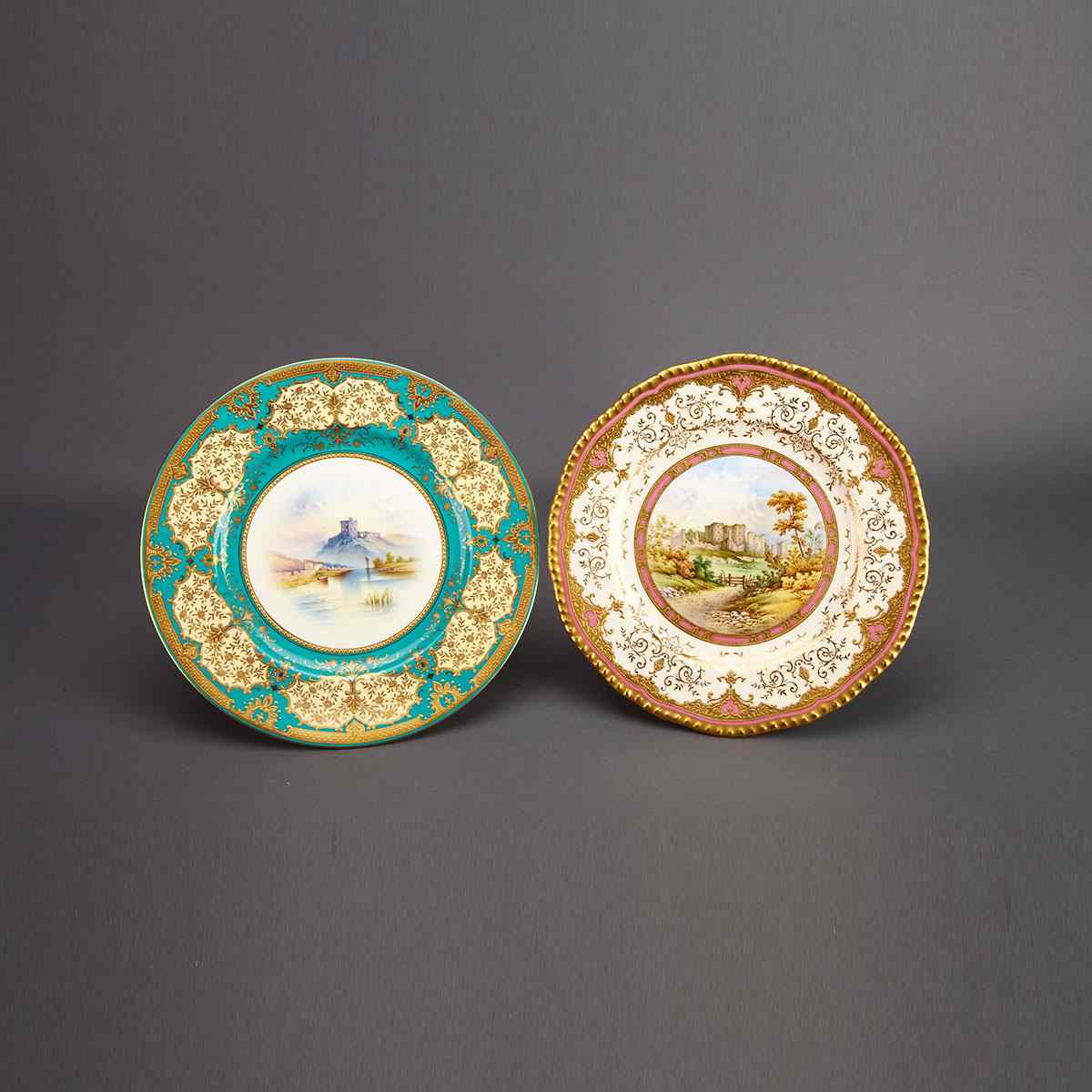 Appraisal: Two Coalport Topographical Plates Percy Simpson s painted with a