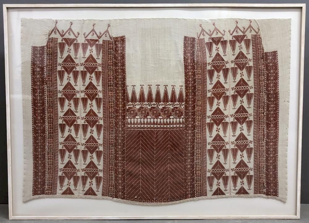 Appraisal: Woven Fabric Panel Woven fabric panel th c mounted in