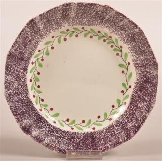 Appraisal: Purple Spatter Holly Berry Pattern Plate Purple Spatter Holly Berry