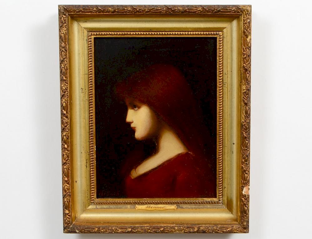 Appraisal: JEAN JACQUES HENNER French - Portrait of a Red-Haired Maiden