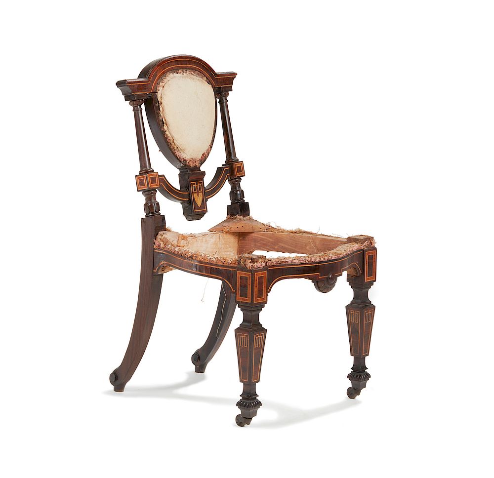 Appraisal: Rosewood Occasional Chair attributed to Herter Brothers A rosewood parquetry