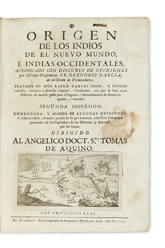 Appraisal: INDIANS Garc a Gregorio Origen de los Indios de el