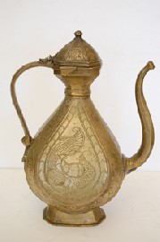 Appraisal: TH CENTURY ENGRAVED INDIAN BRASS COFFEE POT