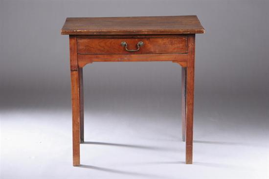 Appraisal: ENGLISH GEORGE III SINGLE-DRAWER TABLE Early th century Single bail-handle