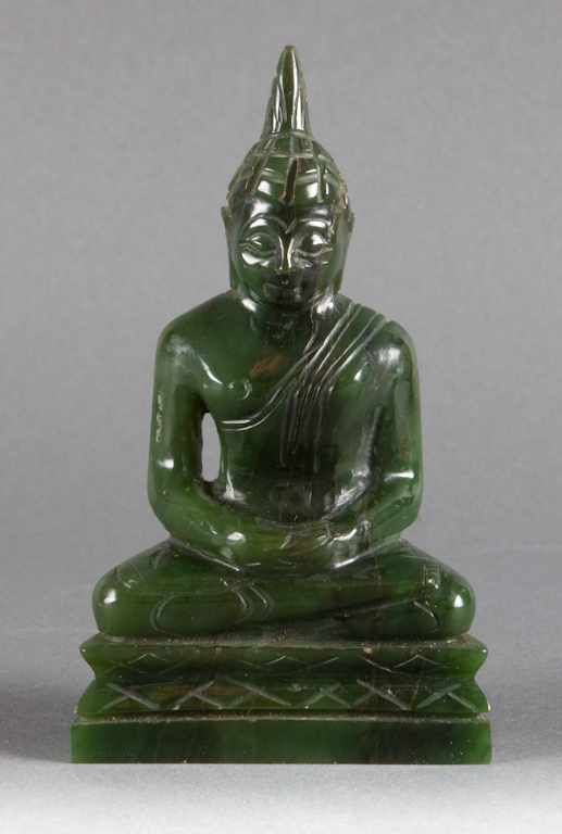 Appraisal: Chinese carved jade seated Buddha figure modeled as meditating Buddha