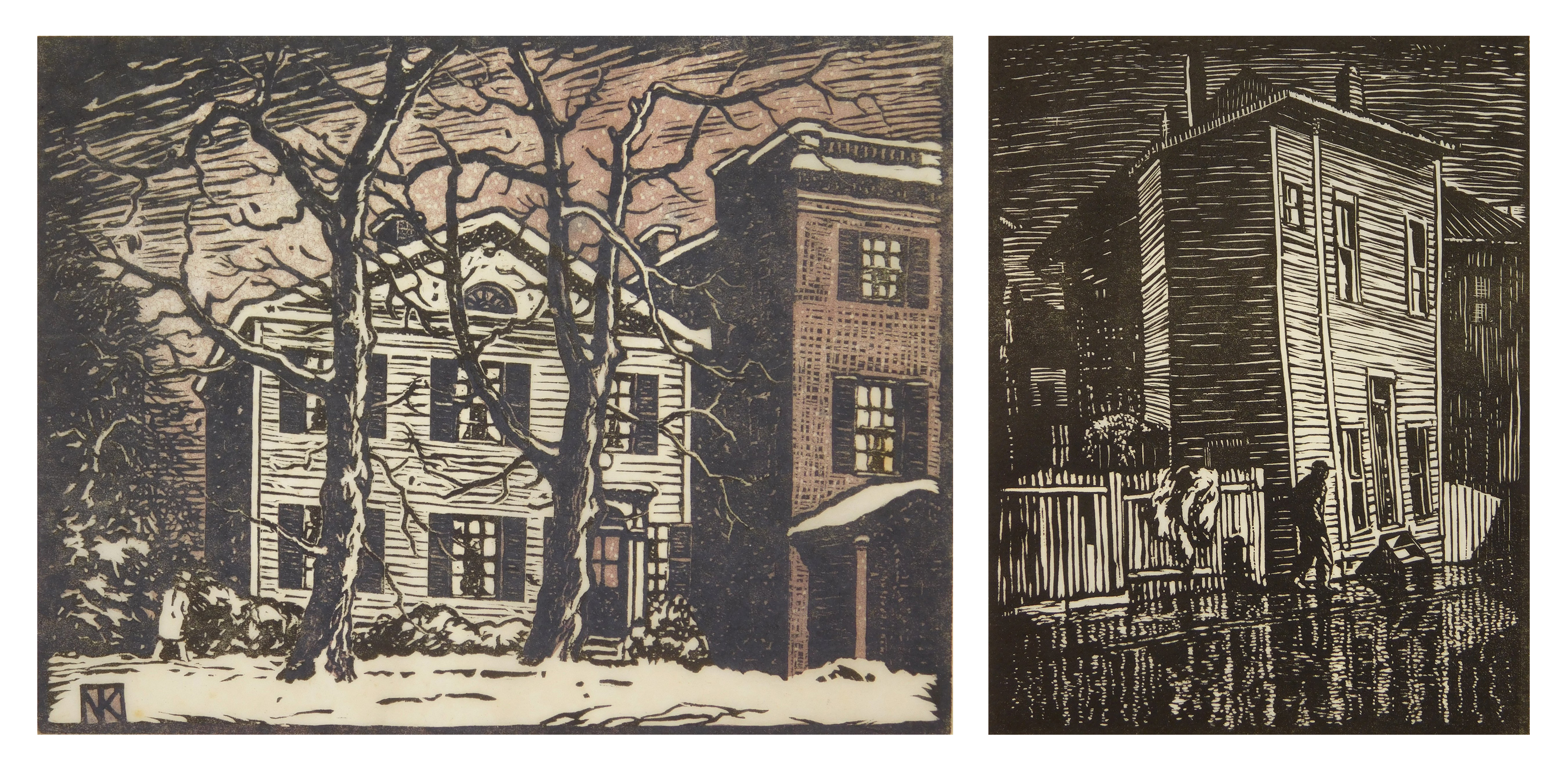 Appraisal: Norman Kent - 'Queer House''- woodcut signed in pencil published