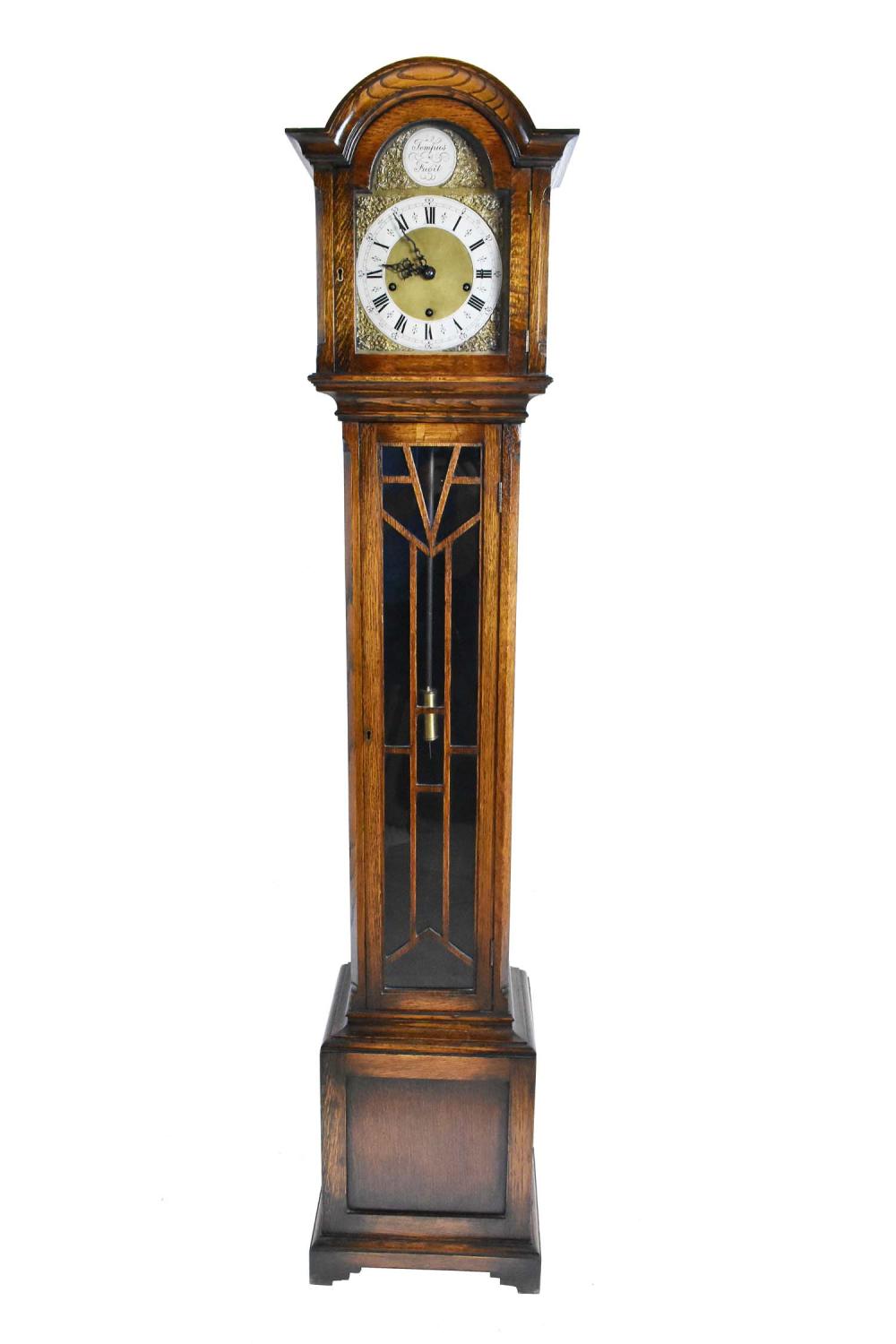 Appraisal: AMERICAN OAK GRANDMOTHER CLOCKFirst Half th Century The arched dial