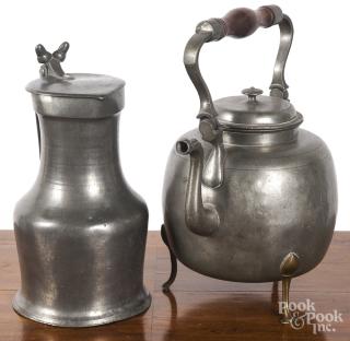 Appraisal: Continental pewter flagon and teapot th th c '' h