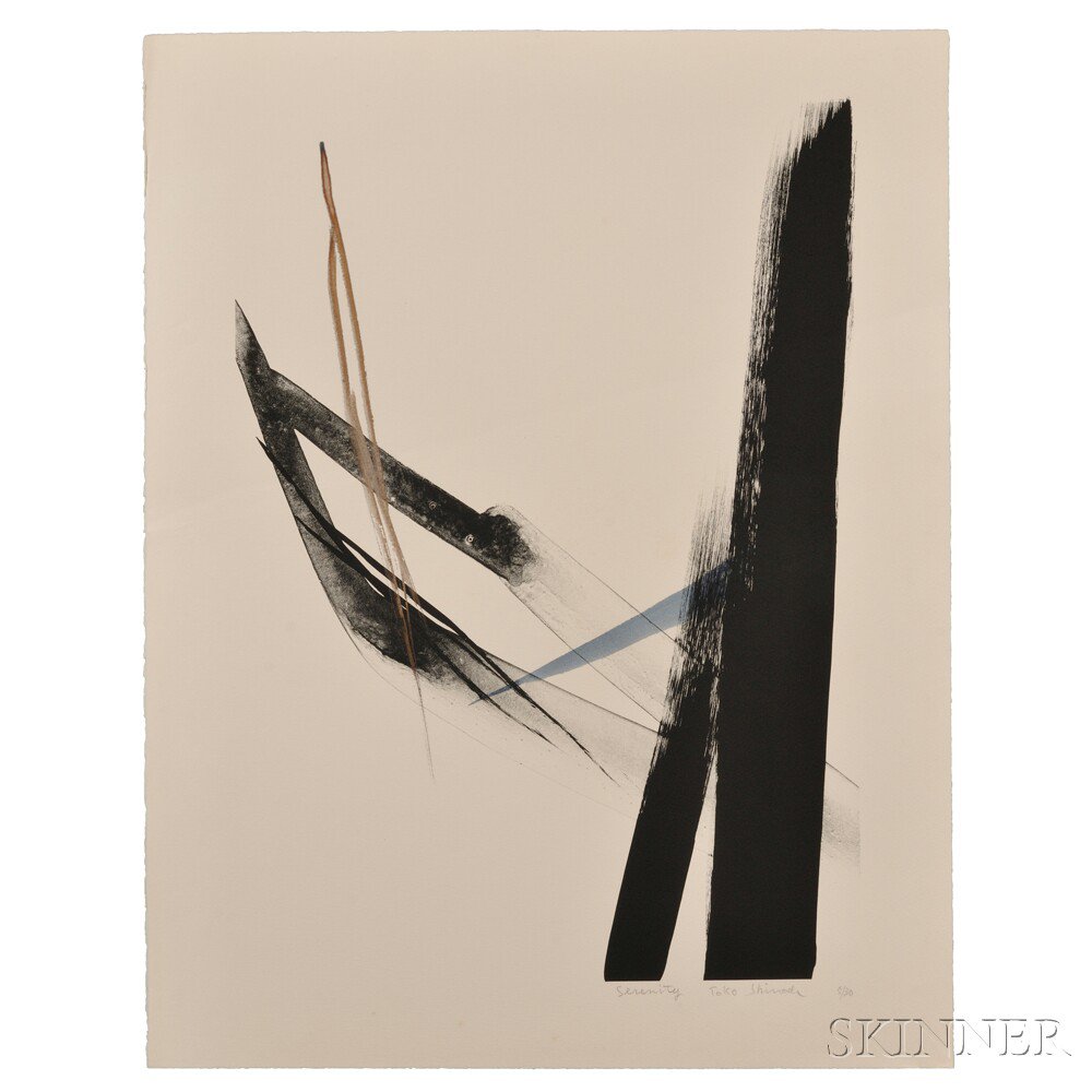 Appraisal: Toko Shinoda b Serenity Japan color lithograph depicting sumi-e brushwork