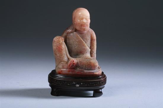 Appraisal: CHINESE SOAPSTONE FIGURE OF LOHAN Seated at ease - in