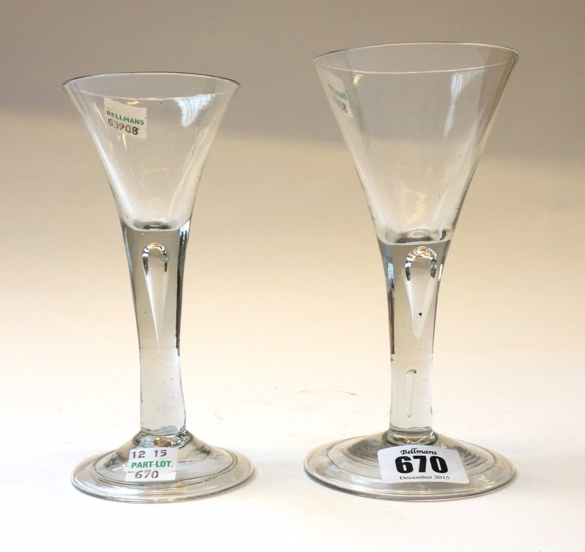 Appraisal: An English wine glass circa with drawn trumpet bowl over