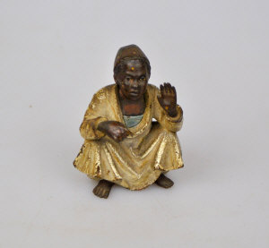 Appraisal: An Austrian cold Vienese bronze model of a seated arab