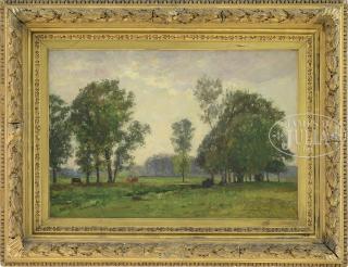 Appraisal: J FOXCROFT COLE American - PASTORAL LANDSCAPE Oil on canvas