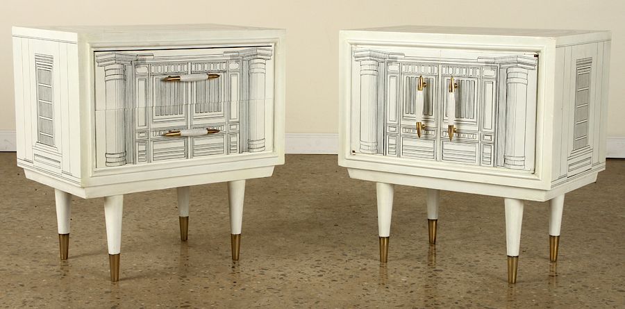 Appraisal: A PAIR FORNASETTI STYLE END TABLES C A pair of