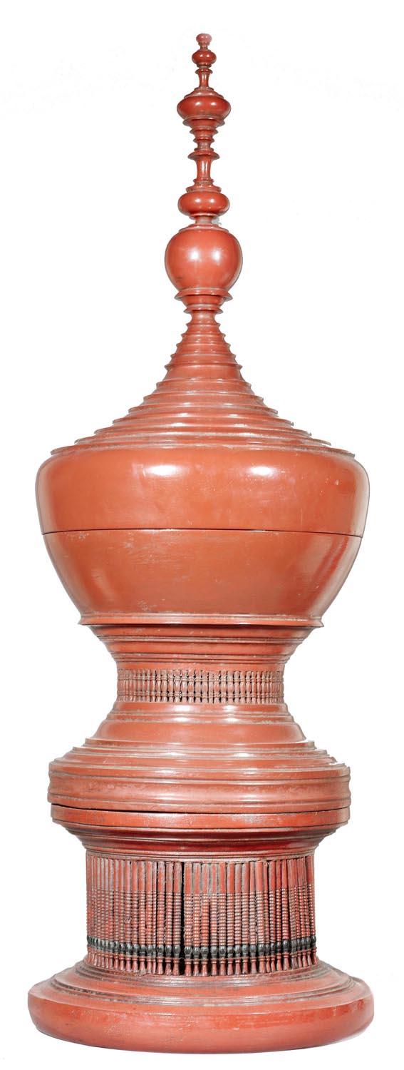 Appraisal: A LARGE HSUN-OK SACRIFICE VASE Burma height cm Wood red