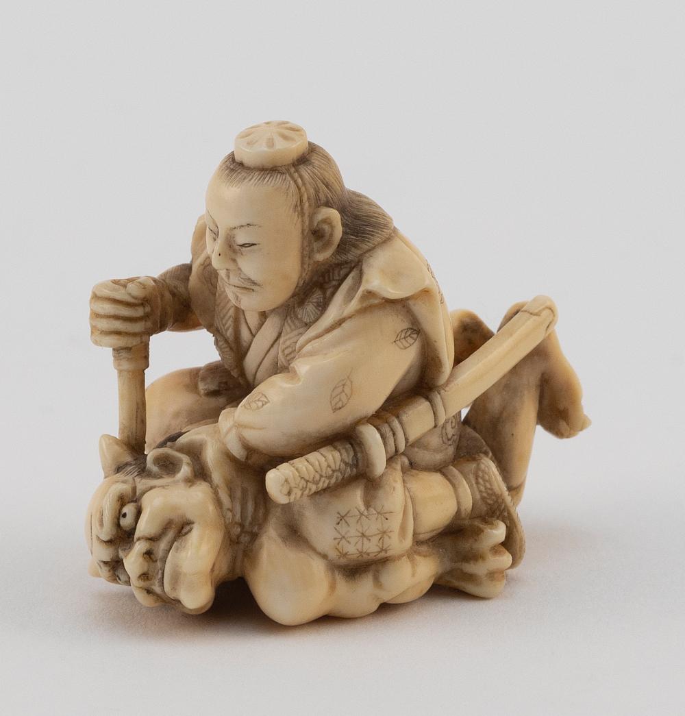 Appraisal: JAPANESE NETSUKE BY HIDEMASA TH CENTURY HEIGHT JAPANESE NETSUKE BY