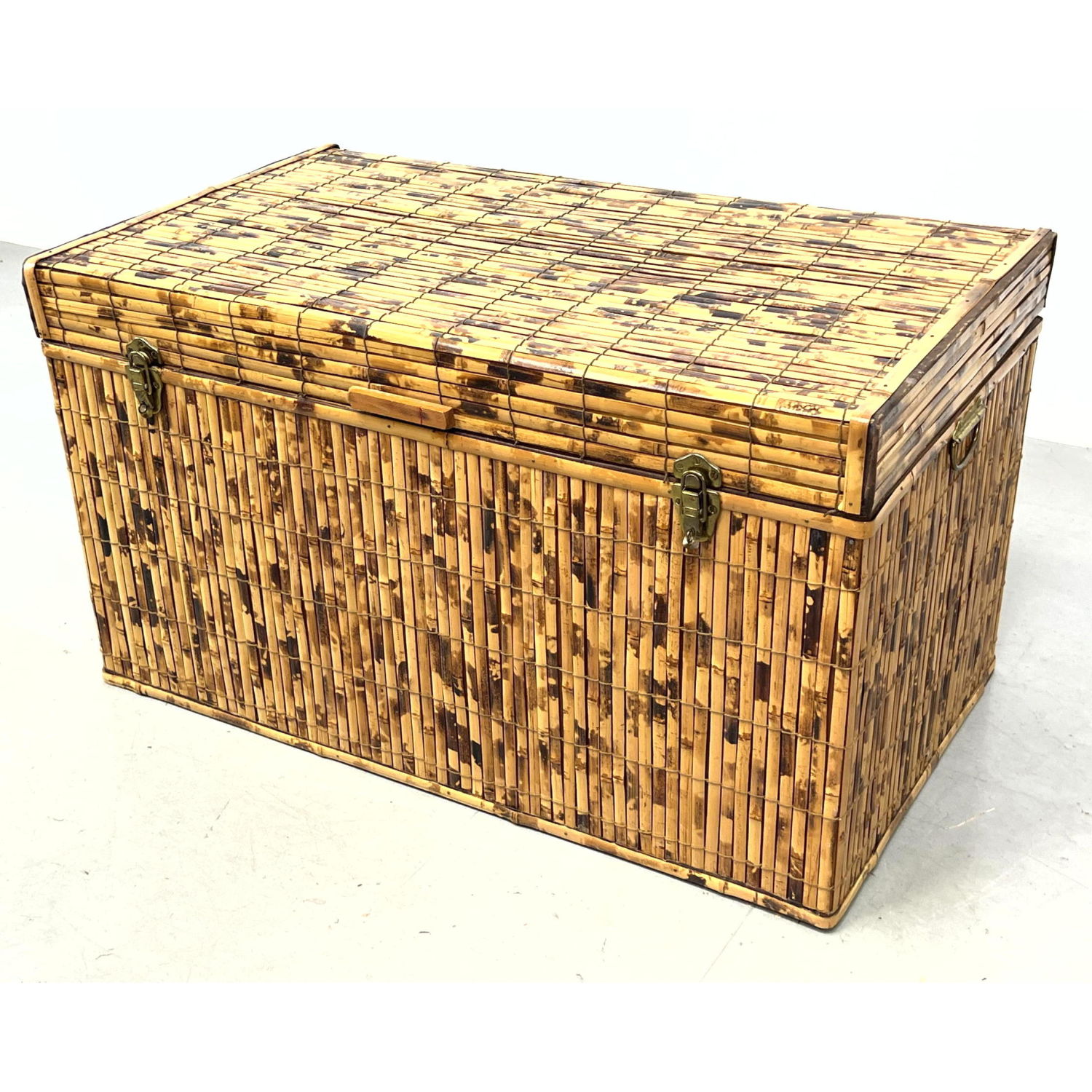 Appraisal: Split Bamboo Lidded Storage Trunk Chest Dimensions H inches W