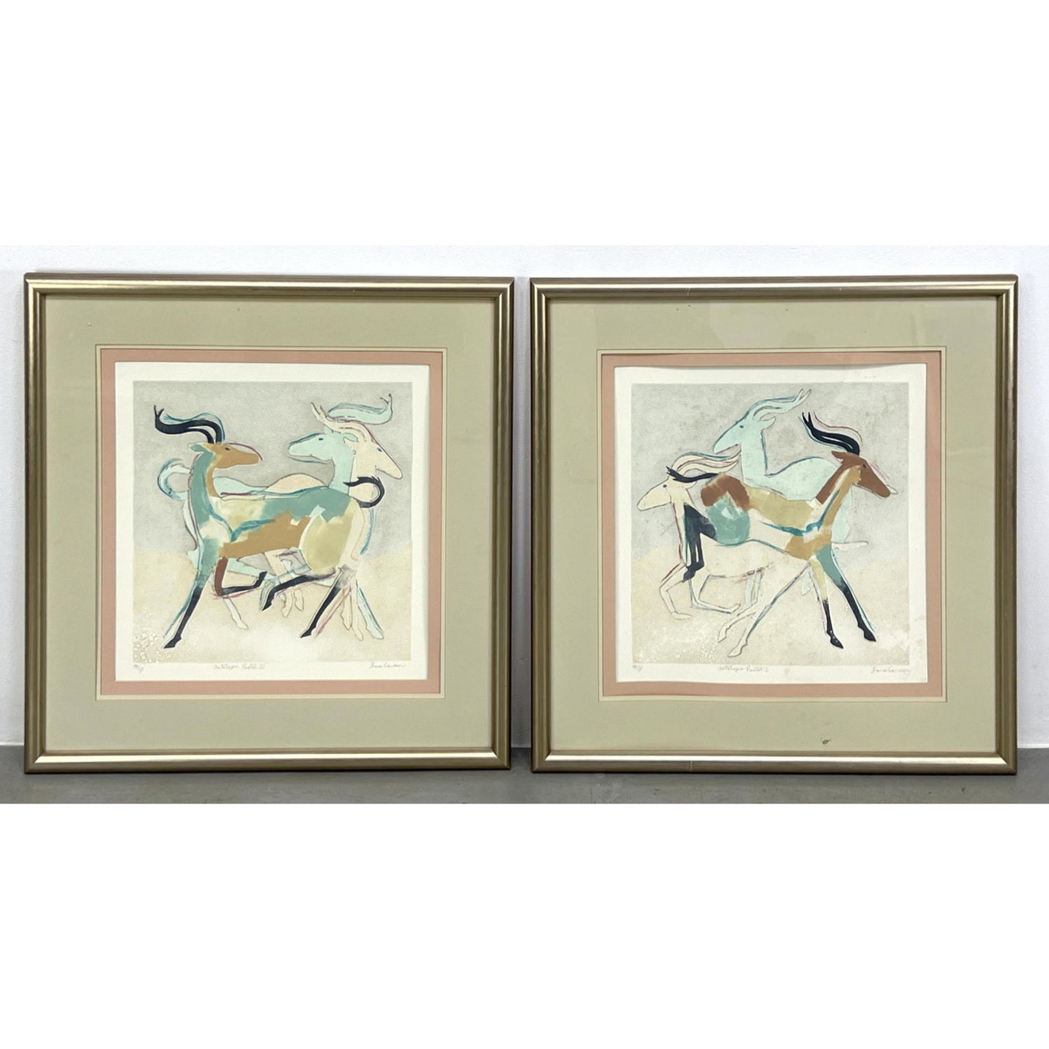 Appraisal: Pr LARS CARSEN Antelope Prints Antelope Pastel I and III