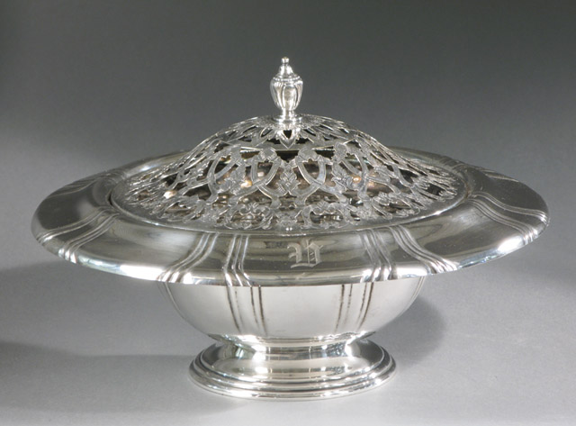 Appraisal: DOMINICK HAFF STERLING SILVER BOWL AND PLATED POTPOURRI PIERCED INSERT