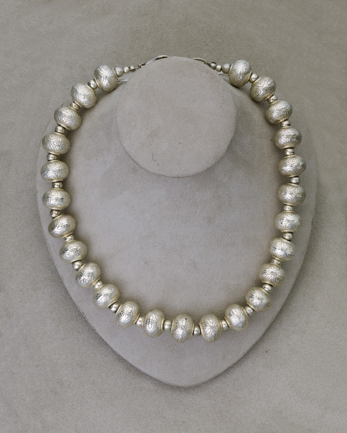 Appraisal: TAXCO BALL NECKLACE TOGETHER WITH A PAIR OF SILVER EAR