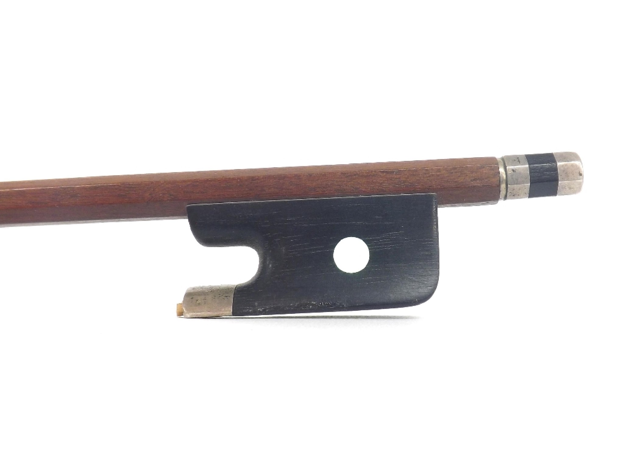 Appraisal: English silver mounted violin bow by David Newton unstamped the