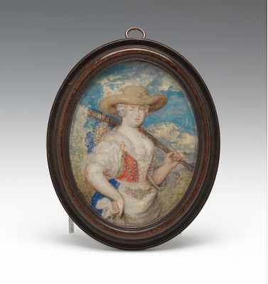 Appraisal: Portrait of a Lass Dressed as a Rustic Oval portrait