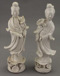 Appraisal: Chinese Blanc De Chine Guanyin Figures Chinese Blanc De Chine