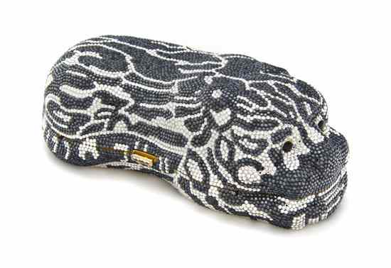 Appraisal: A Judith Leiber Black and Silver Crystal Jaguar Minaudiere with