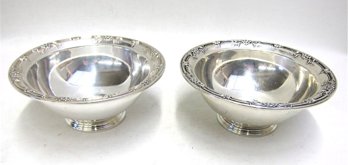 Appraisal: PAIR INTERNATIONAL STERLING SILVER FOOTED BOWLS in the Wild Rose