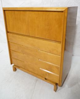 Appraisal: EDMUND SPENCE Blond Wood Tall Dresser raised on stylish legs