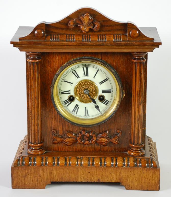 Appraisal: LATE NINETEENTH CENTURY GERMAN OAK MANTEL CLOCK by H A